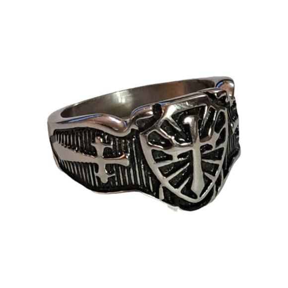 New Knight crusade cross armor shield ring size 14.5 - Picture 6 of 8